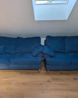 Coppia Divani Blu Moderni (3 Posti + 2 Posti)