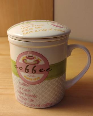 Tazza per tisane con filtro e coperchio 