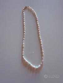 Collana perle fiume con chiusura oro
