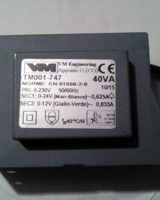 Trasformatore incapsulato 230V 12V 24V 40VA motore