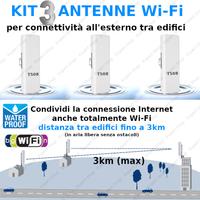 Kit 3 Antenne WiFi esterno alta potenza 3 km ponte
