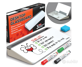 Organizer da scrivania in vetro multifunzione con