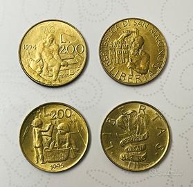 Repubblica San Marino 4 monete lire 200 COMMEMORAT