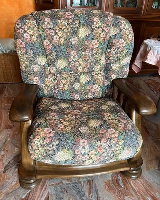 Salotto in legno massello e tessuto (3pz)