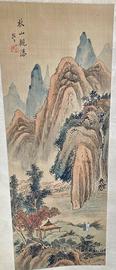Dipinto cinese su seta a scorrimento - Shan Shui