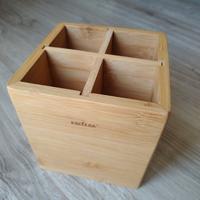 Porta mestoli in legno con 4 scomparti