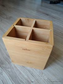 Porta mestoli in legno con 4 scomparti