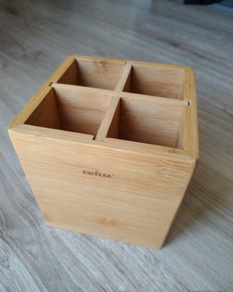 Porta mestoli in legno con 4 scomparti