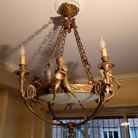 lampadario francese ottone dorato primi 900