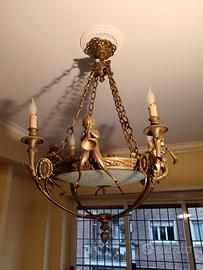 lampadario francese ottone dorato primi 900