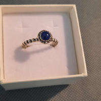 Anello Pandora pietra natale blu originale 54