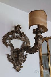 Coppia applique antiche in legno intagliato