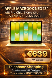 MacBook Neo nuovo garanzia 2 anni negozio