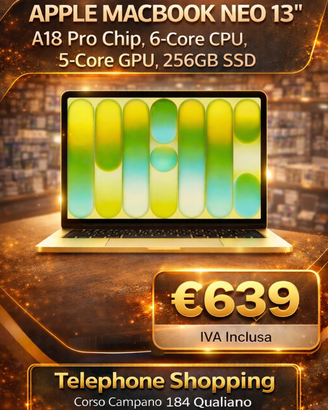 MacBook Neo nuovo garanzia 2 anni negozio