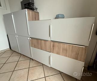 Credenza Moderna Bianco / Effetto Legno
