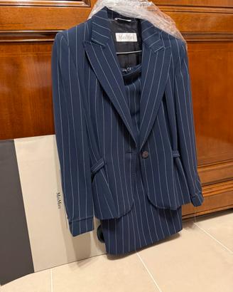 Max Mara tailleur gessato blu notte 42