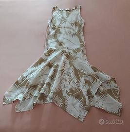 vestito asimmetrico lungo estivo colore panna/cara