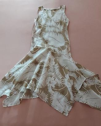 vestito asimmetrico lungo estivo colore panna/cara