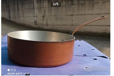 Rame , Casseruola alta,  Manico 18 cm - NUOVA