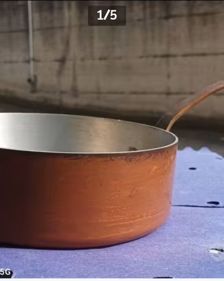 Rame , Casseruola alta,  Manico 18 cm - NUOVA