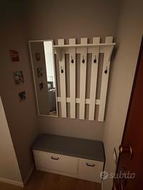 Panca con scarpiera + appendiabiti con specchio