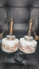 lampadai antichi in vetro e ottone 