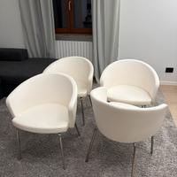 4 sedie moderne bianche in ecopelle gambe cromate