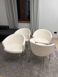 4 sedie moderne bianche in ecopelle gambe cromate