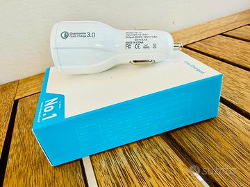 Caricabatterie auto QC 3.0 dual USB 3.1A