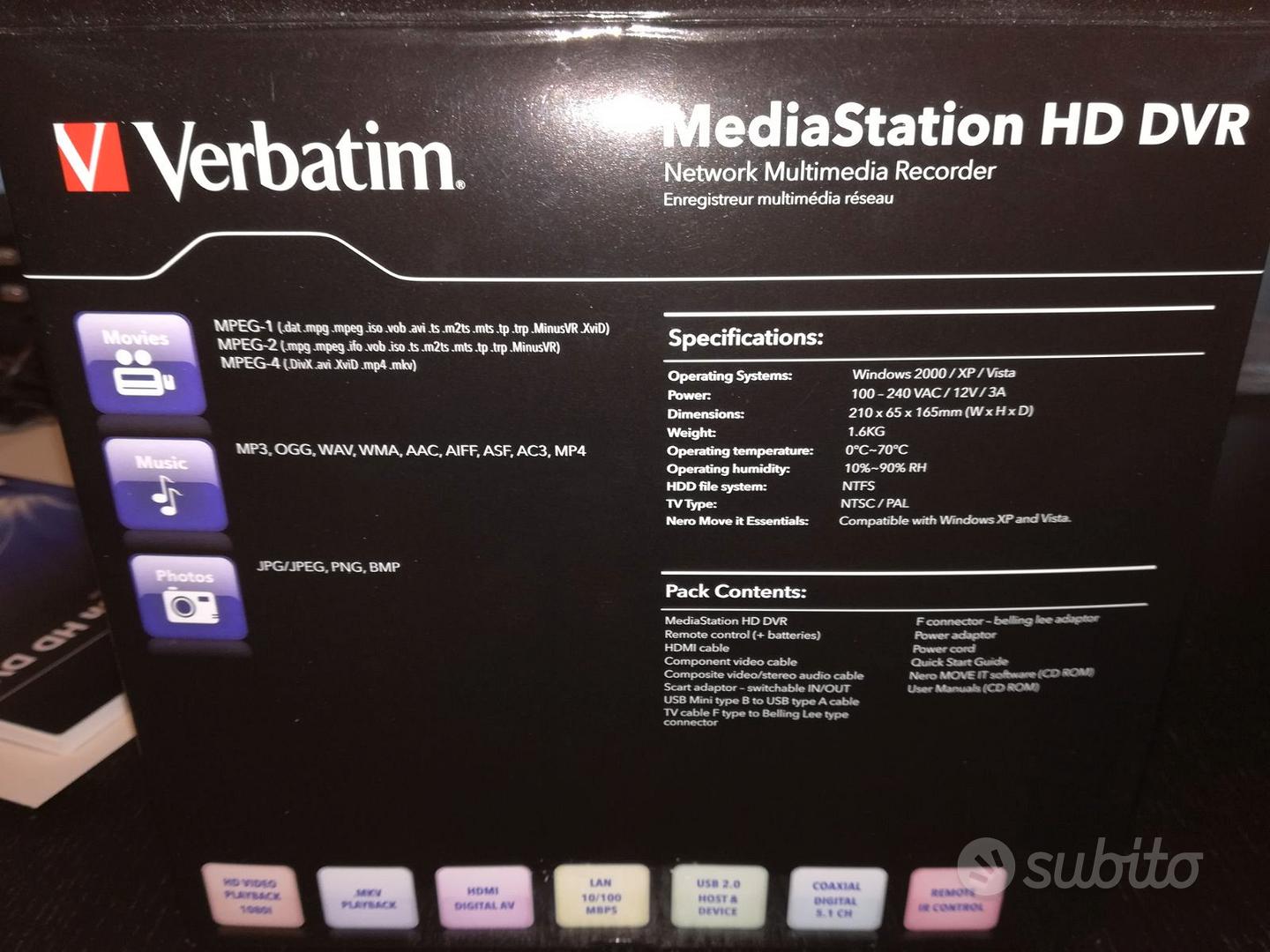 Verbatim mediastation hd dvr network multimedia recorder 500gb