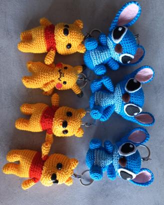 portachiavi stitch e winnie the pooh