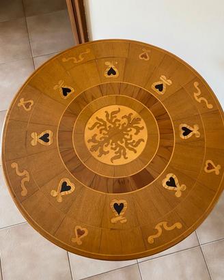 tavolino da te intarsiato in legno massello 