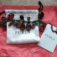 Furla, bracciale in metallo con pietre colorate.