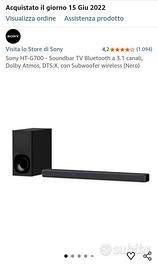 SONY soundbar e subwoofer HT-G700