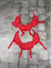 Reggicalze vintage La Perla in pizzo rosso