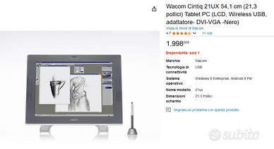 Wacom Cinitiq 21UX 2nd generazione Windows/Mac