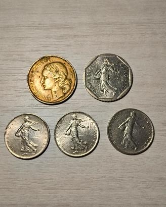 🇫🇷 Set 5 monete Francs di vari anni 🇫🇷