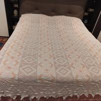 copriletto matrimoniale uncinetto e lino 