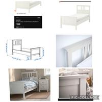 Letto 1 piazza , legno laccato bianco  con rete