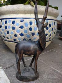Statuina Gazella/Antilope Legno Intagliato a Mano 