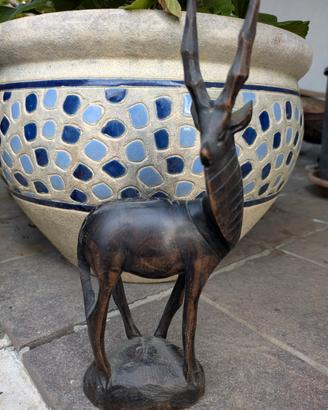 Statuina Gazella/Antilope Legno Intagliato a Mano 