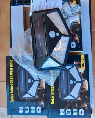 3 faretti solari 114 LED sensore e crepuscolare 