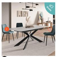 Tavolo allungabile con top in ceramica bianco 