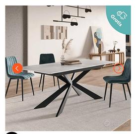 Tavolo allungabile con top in ceramica bianco 