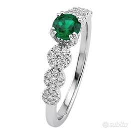 Anello veretta magic con diamanti e smeraldo