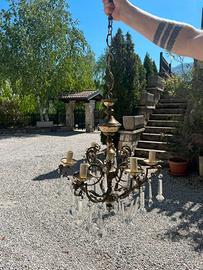 Lampadario in ottone vintage