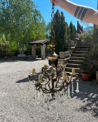 Lampadario in ottone vintage