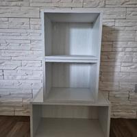 Set 3 cubotti in legno bianco frassi