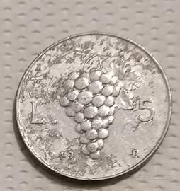 Moneta 5 lire Uva 1949
