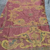 COPRILETTO DAMASCATO MATRIMONIALE, BORDEAUX-GIALLO